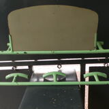 Portemanteau métal vert et son miroir ancien