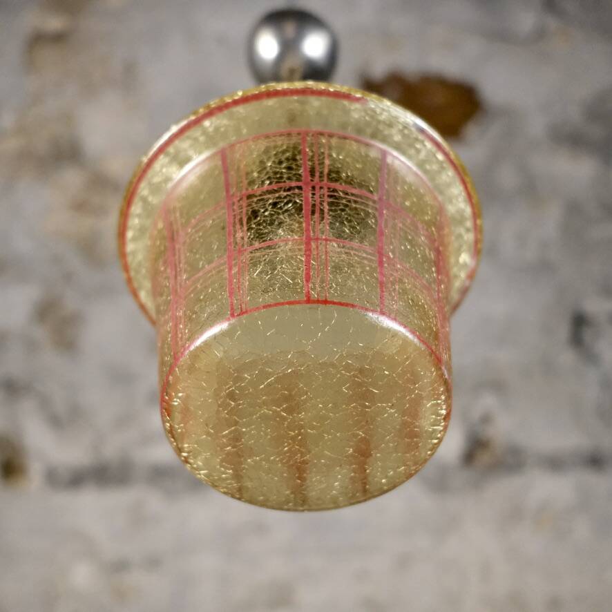 Mid-century crackle glass lantern with checkered pattern, France