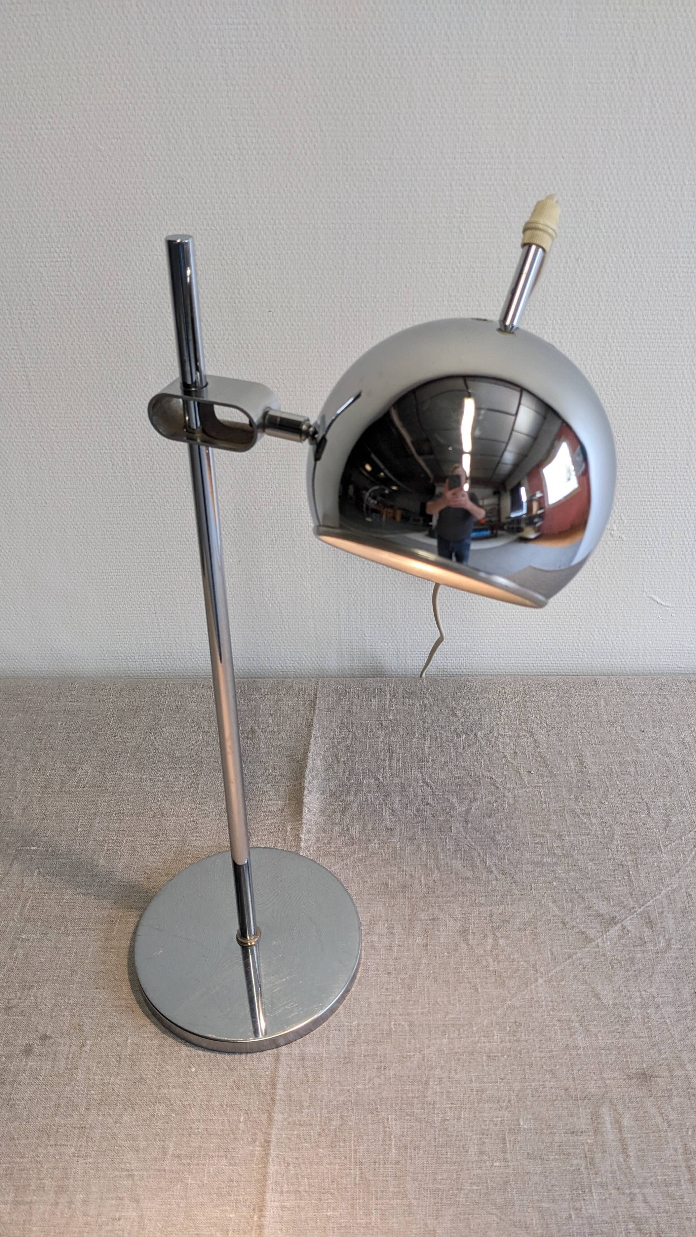Chrome eye ball lamp, space age, Germany circa 1970.