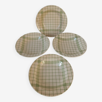 Assiettes creuses Gien Prairie torchon vert Vintage