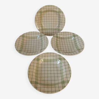 Deep plates Gien Prairie vintage green tea towel
