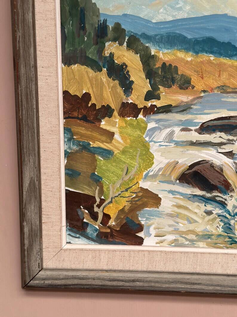 Original Swedish Oil on Panel – “Landscape With Water” by B. Lundqvist – Vintage & Framed – 56 × 48 cm (22" × 18.8")