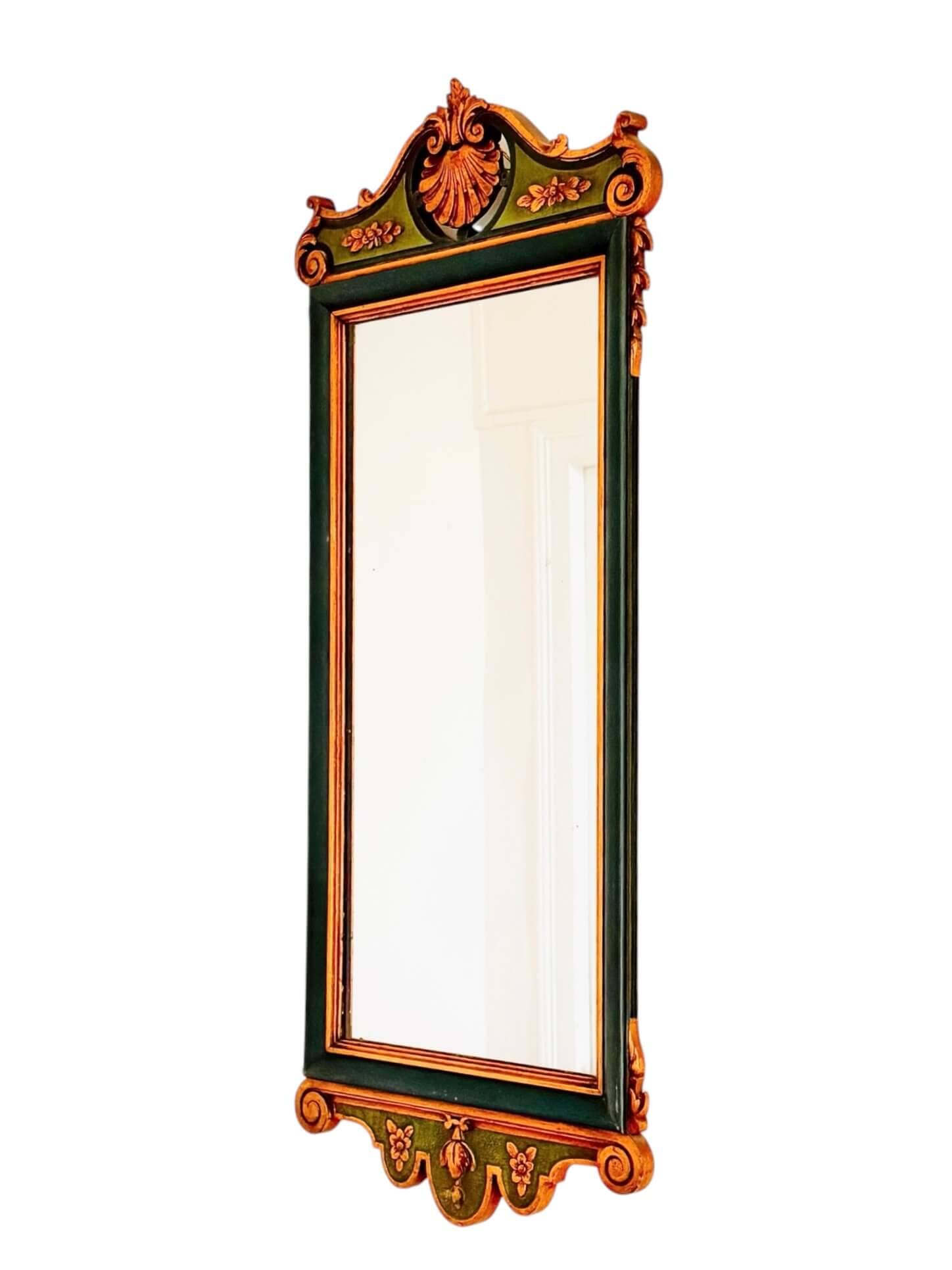 Antique full-length wall mirror in carved wood