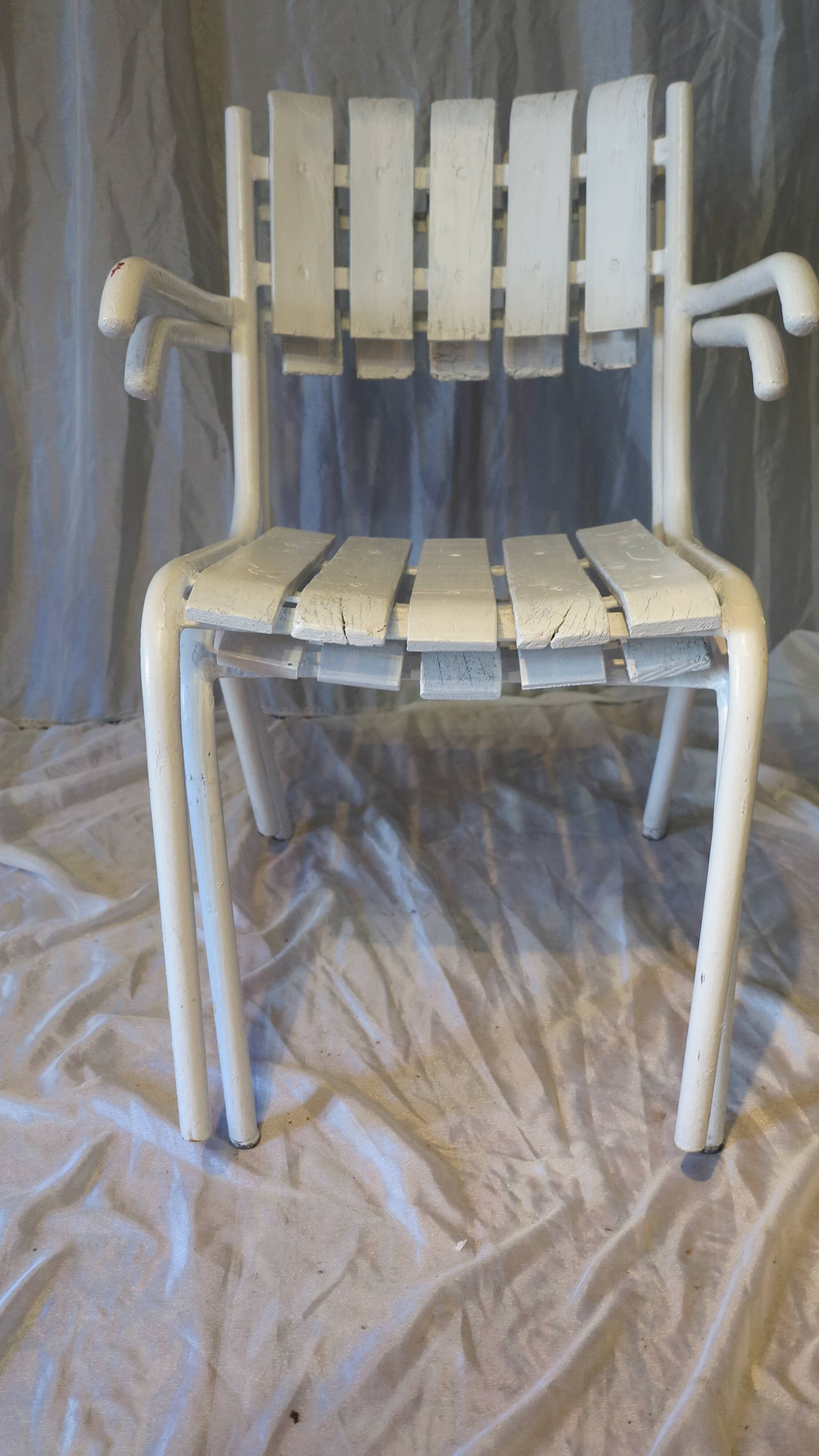Pair of white garden armchairs