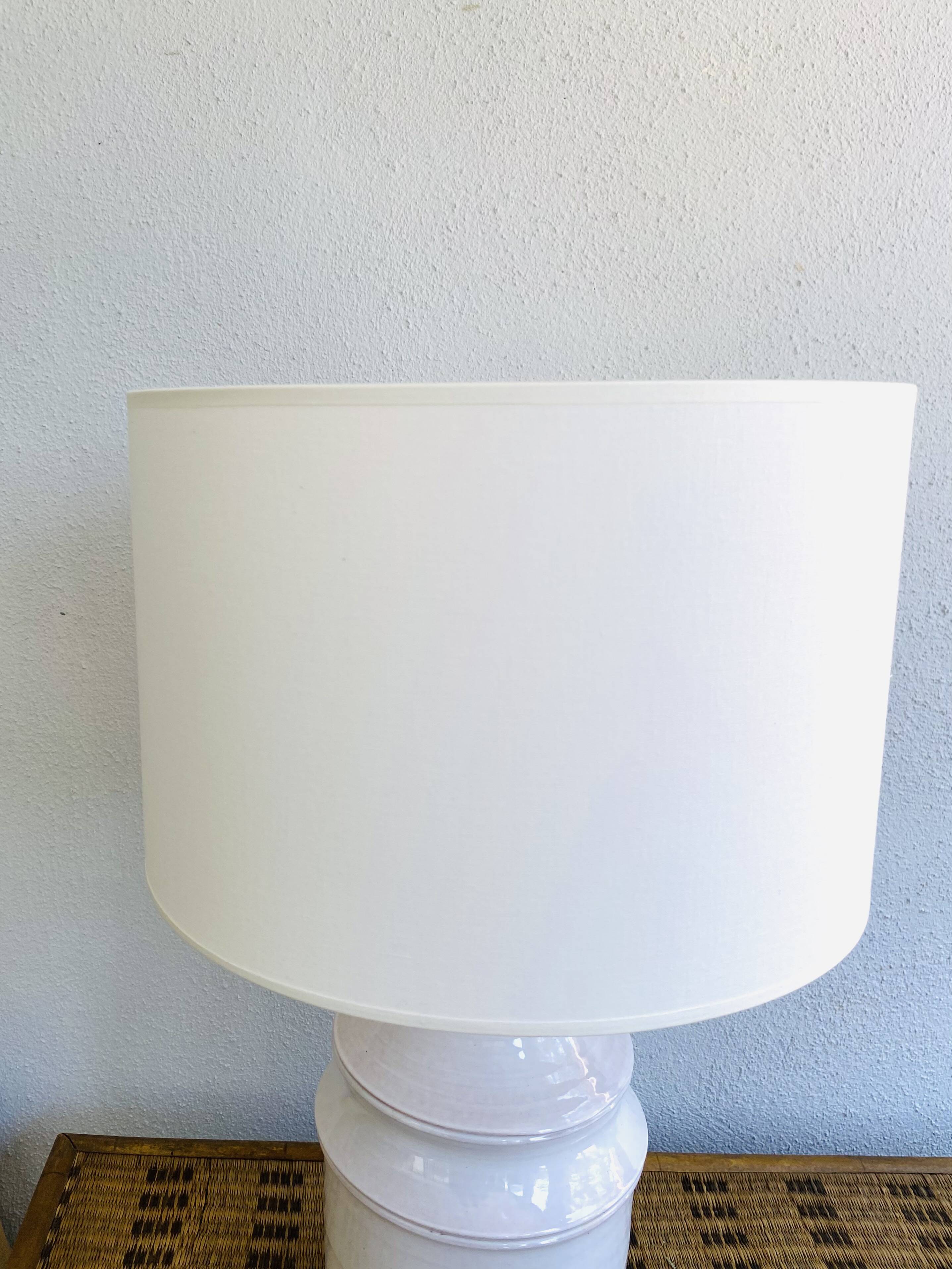 Ceramic lamp, fabric cable 2m, fabric shade