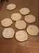 Lot de 8 assiettes de poisson barbotine faience Longwy rose poudré