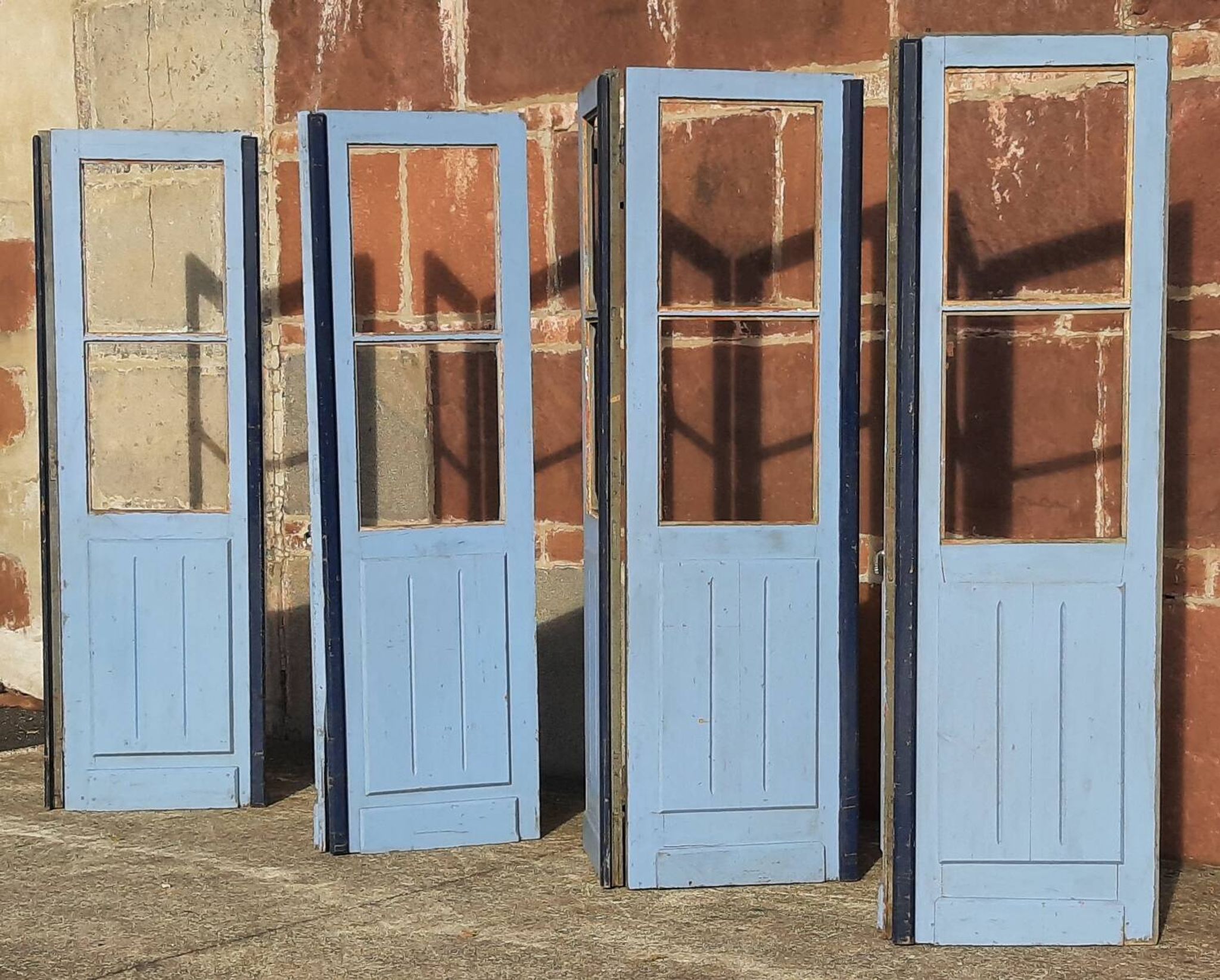 Portes doubles, deux battants, bois massif (Lot de 4)