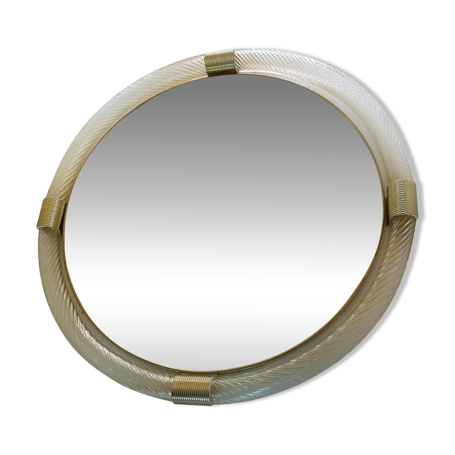 Elegant Round Gold Murano Mirror, Barovier Style