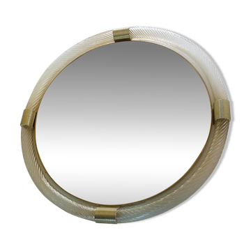Miroir rond en or élégant de Murano, style Barovier