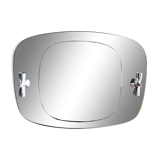 Mirror with glazed brown glass wall lights from the 70's - 79x59cm