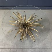 Vintage gilt metal sheaf of wheat coco chanel coffee table, 1960s
