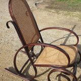 Rocking chair wood and canage seventies