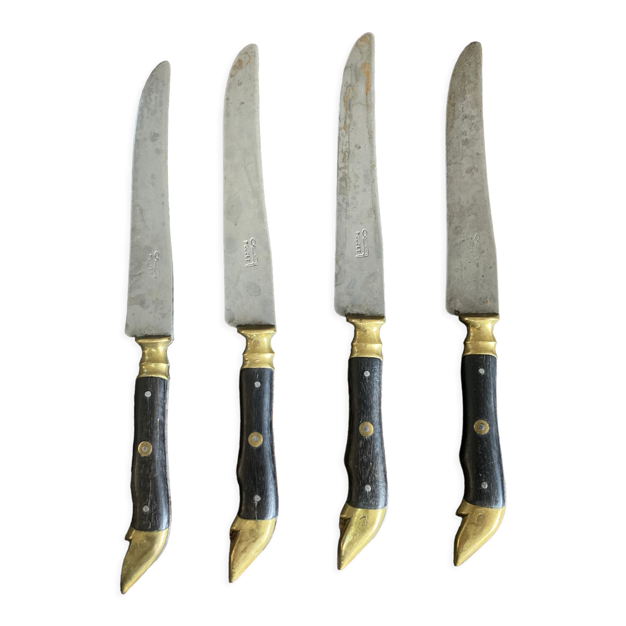 4 antique table knives - Pouzet Bigay - Thiers late nineteenth