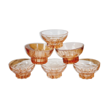 Lot de 6 coupes à champagne en verre rose dépareillées