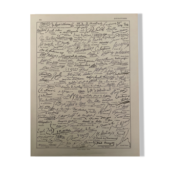 Lithograph on the signatures of 1928 scholars