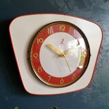 Vintage formica clock silent wall clock "Jaz white orange"