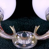 Maison Lancel, White Opaline Silver-Plated Dolphin Sconces, Mid-Century, France