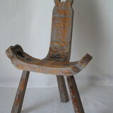 Brutalist wooden chair tripod XXth