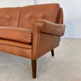 Vintage Danish mid-century Svend Skipper 2 person cognac leather sofa
