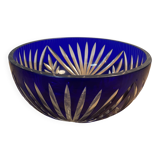 Cobalt Blue Cut Glass Salad Bowl