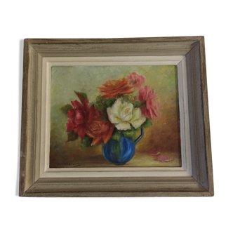 oil table bouquet of flowers