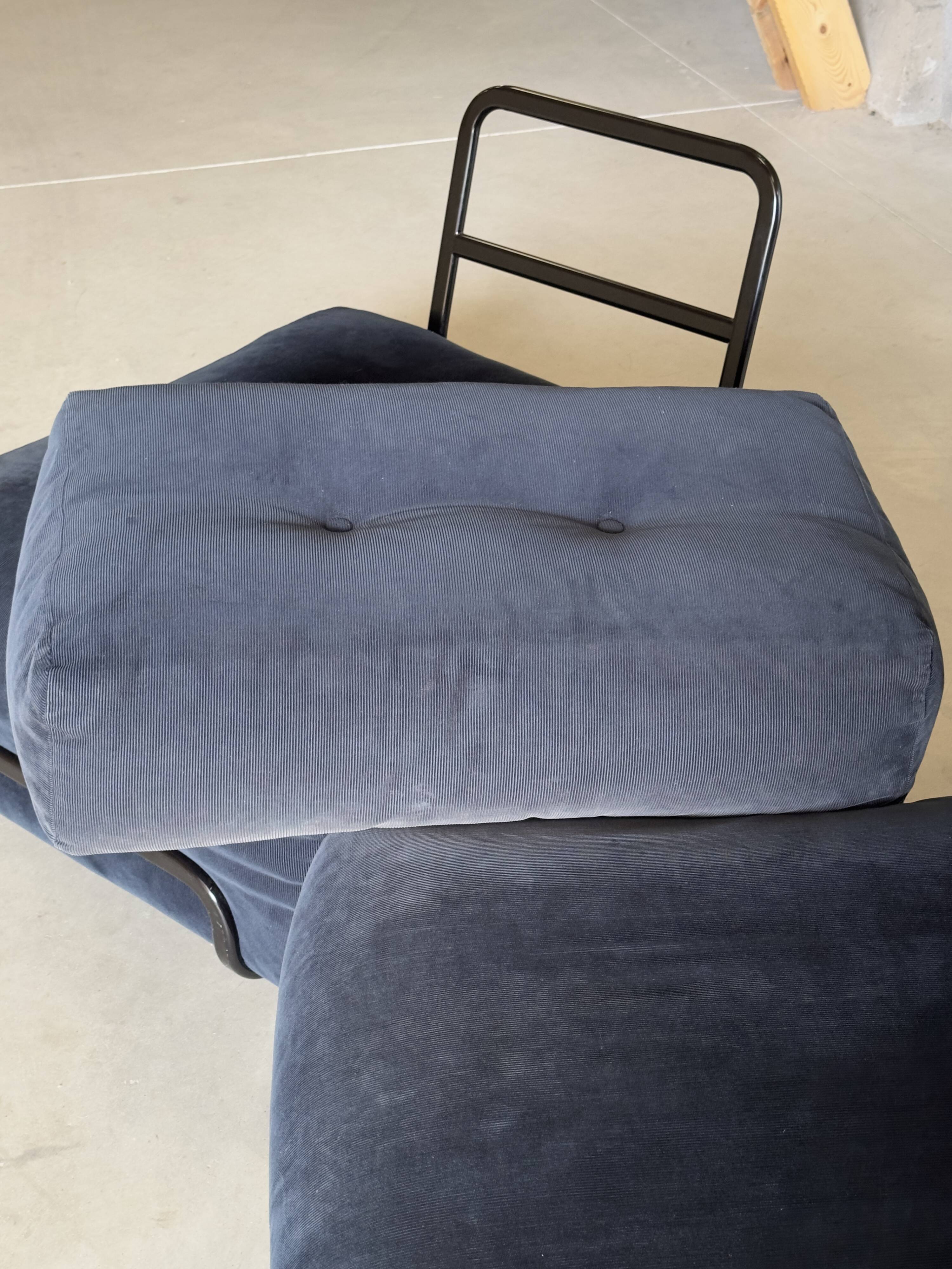 Canapé modulaire vintage en velours bleu nuit – 2 modules