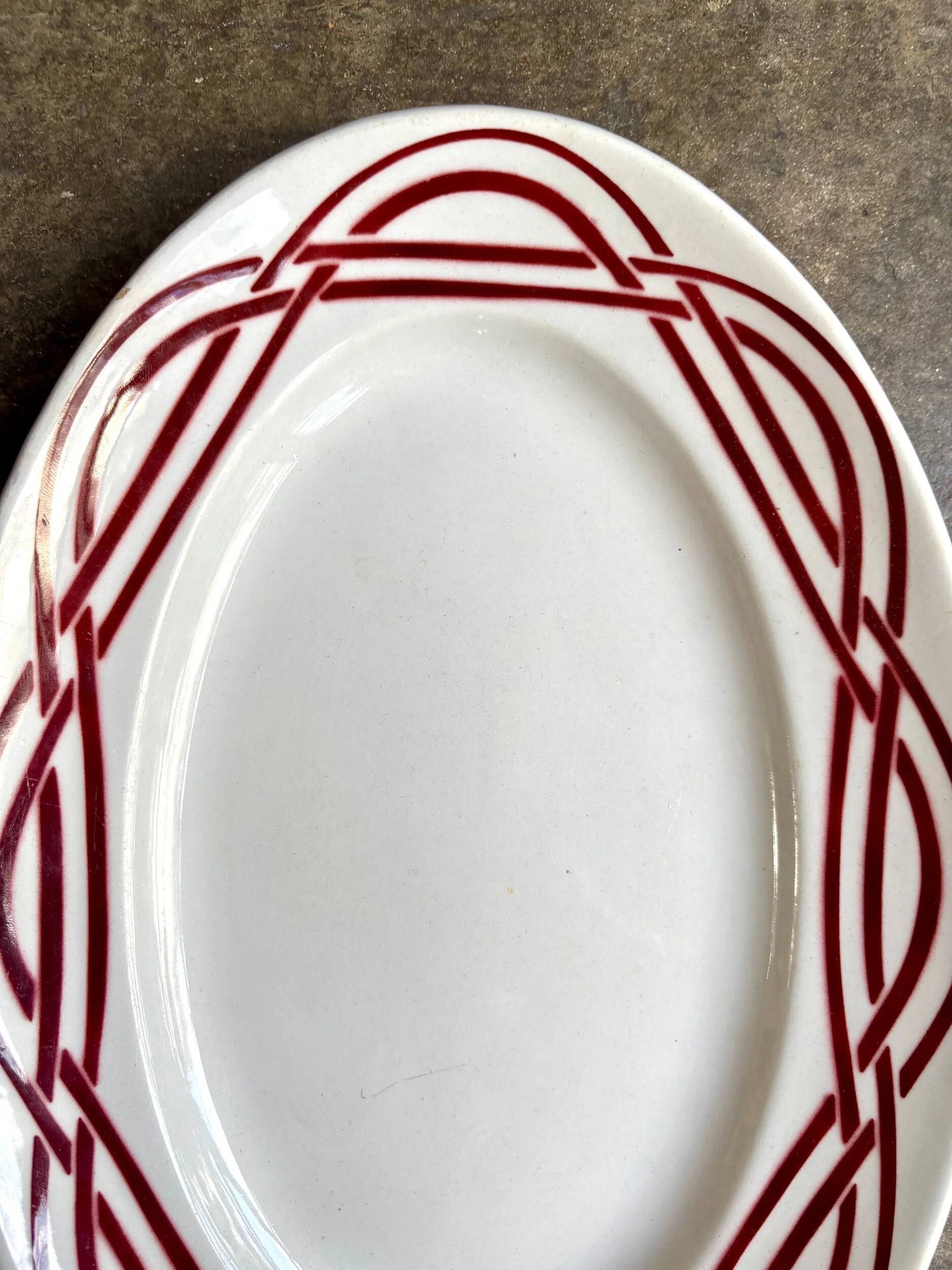 Oval dish in burgundy ironstone