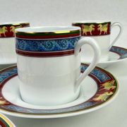 Raynaud Limoges — Six porcelain coffee cups, Pégase model