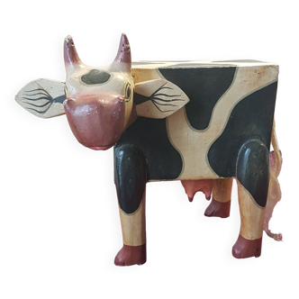 Vache en bois tirelire