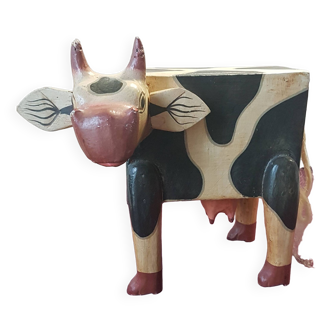Wooden cow piggy bank