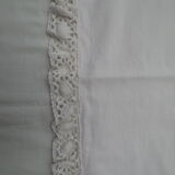 Taie d'oreiller blanche ancienne 78x74cm monogrammée et brodée main