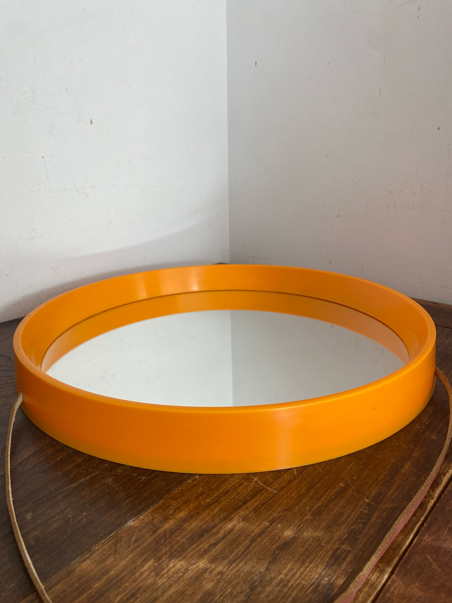 Danish round mirror, made of plastic, 1970s