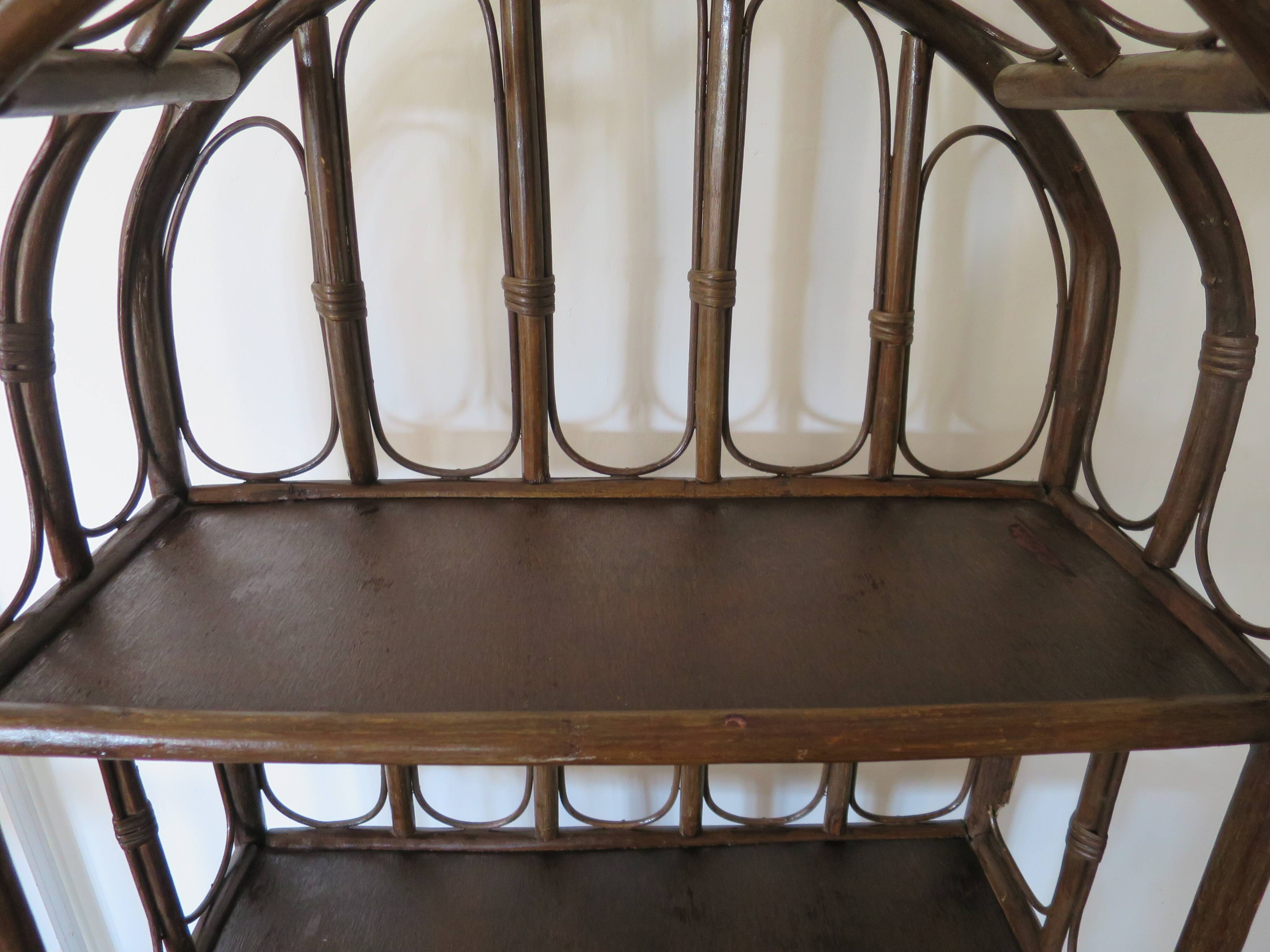 Retro-vintage-Low sideboard-library - cane-wood-rattan-1960s