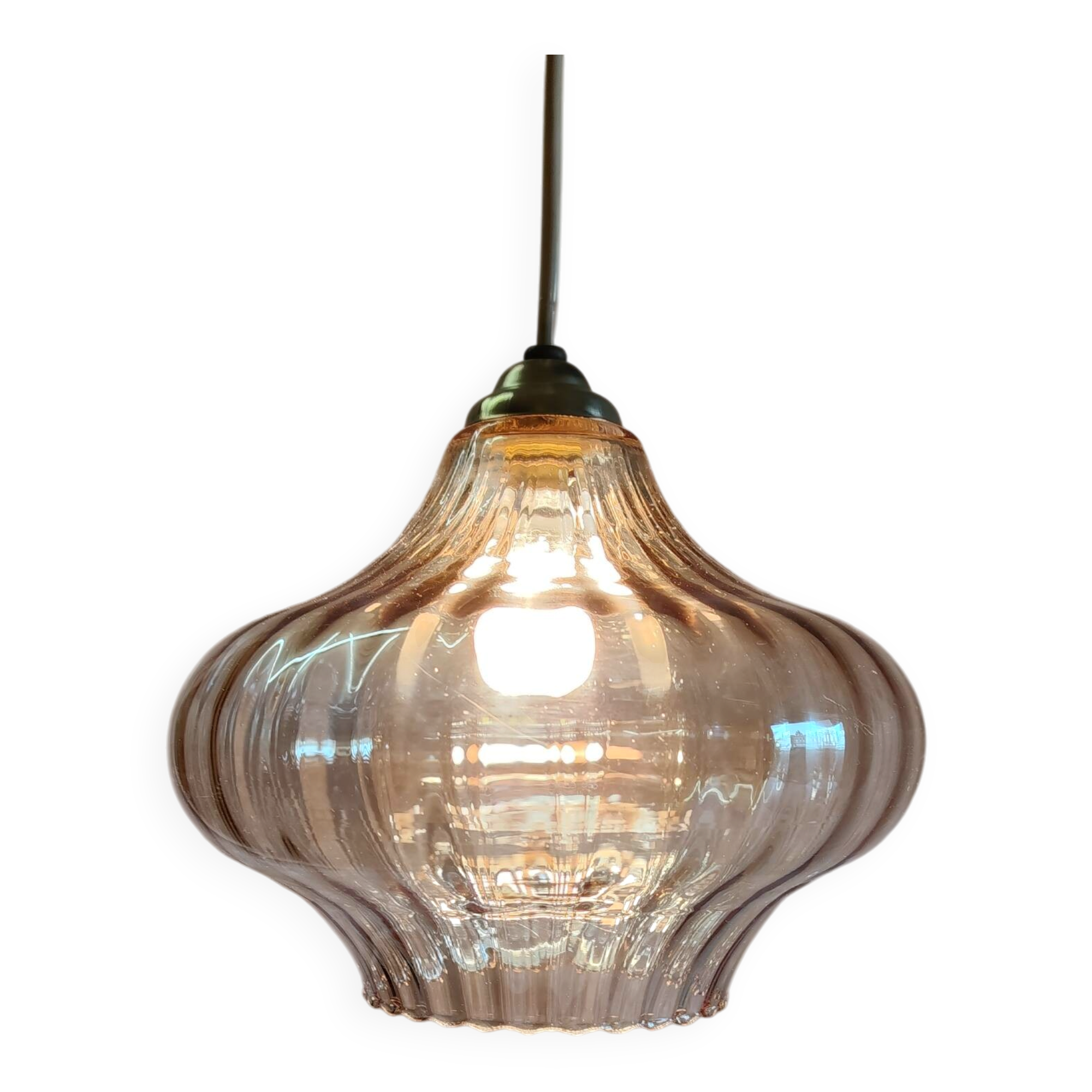 70's amber glass suspension design