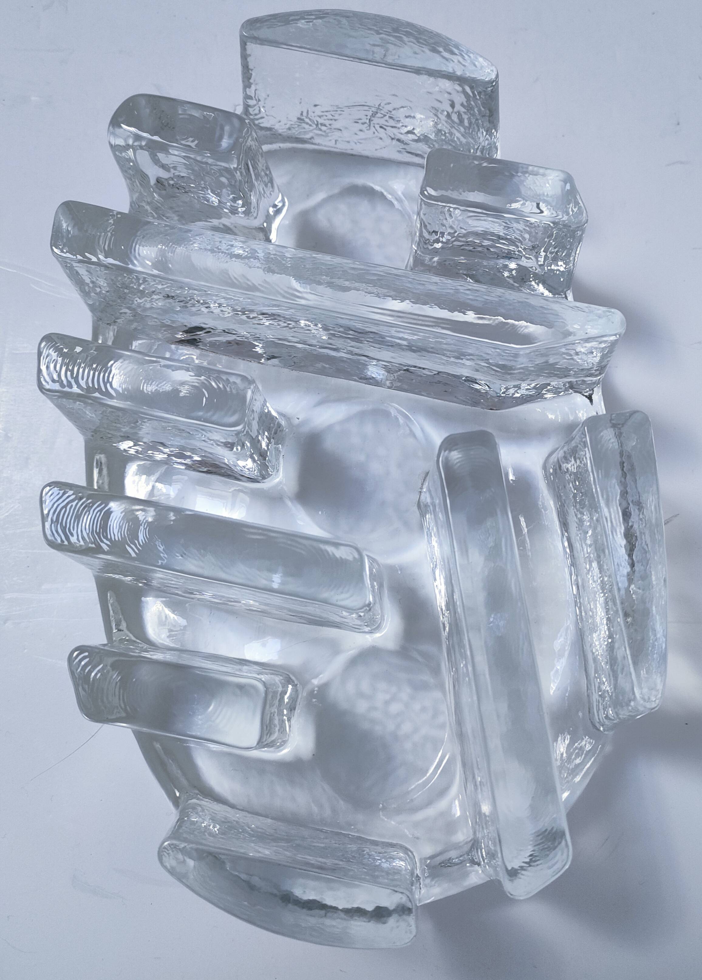 80s design sculptural glass candle holder