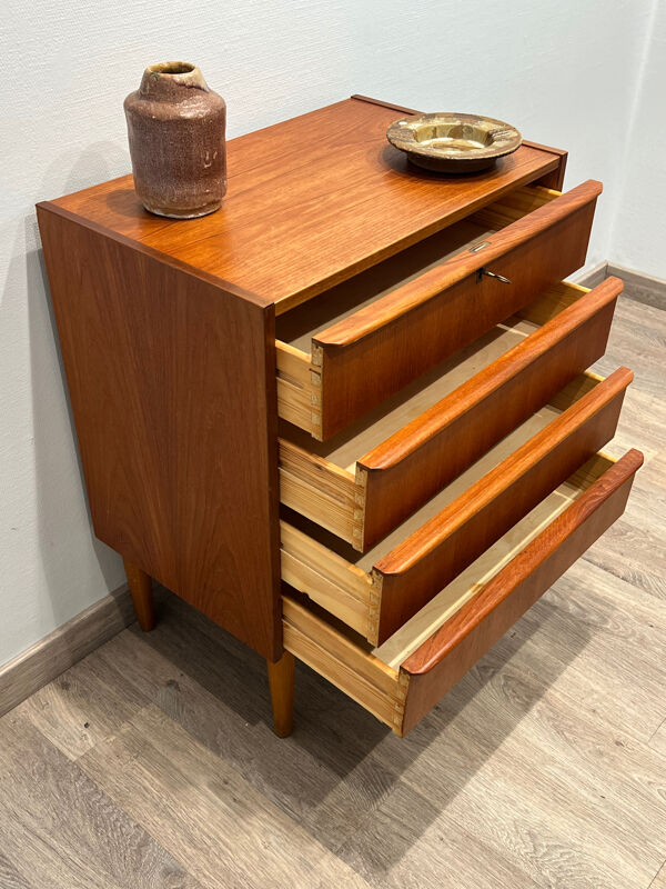 Commode scandinave en teck 4 tiroirs