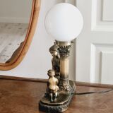 Cherub lamp and opaline globes
