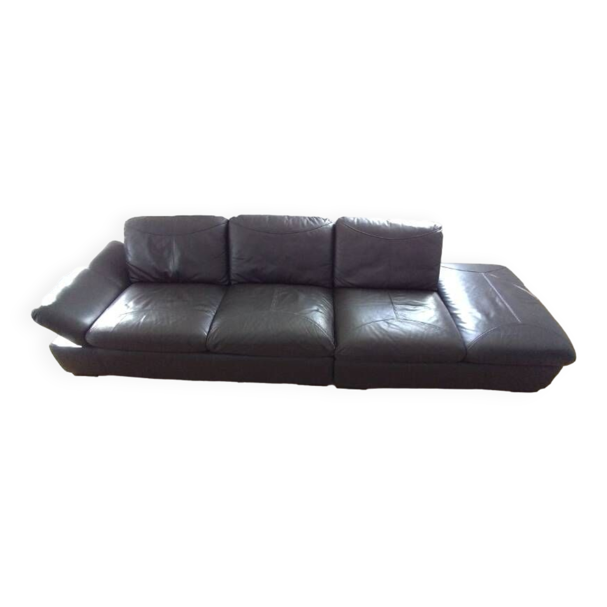 Black leather sofa