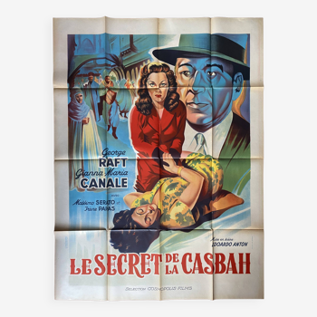 Affiche cinéma originale "Le Secret de la Casbah" George Raft 120x160cm 1953