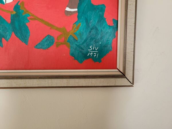 Peinture Siv Holme 1971 / Homme Africain Jouant Du Tambour