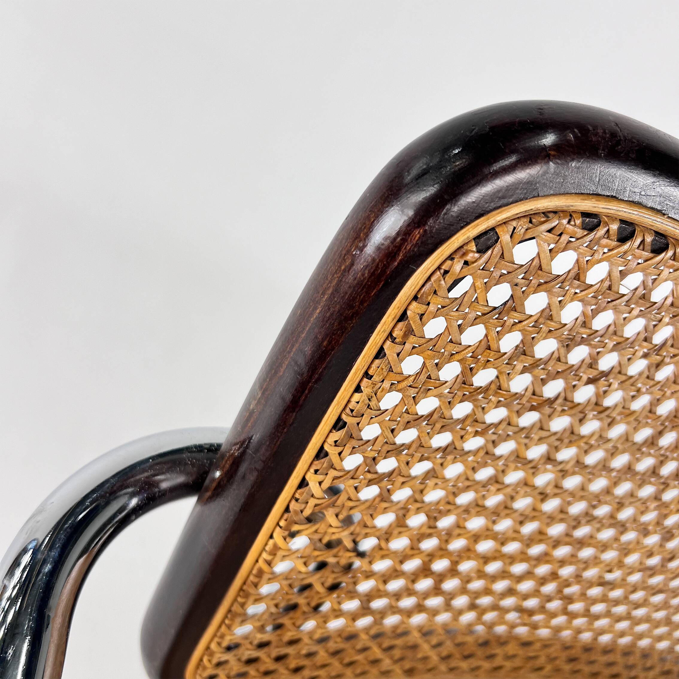 Tubular Frame and Cane Cantilever Dining Chair, Italy, 1970s