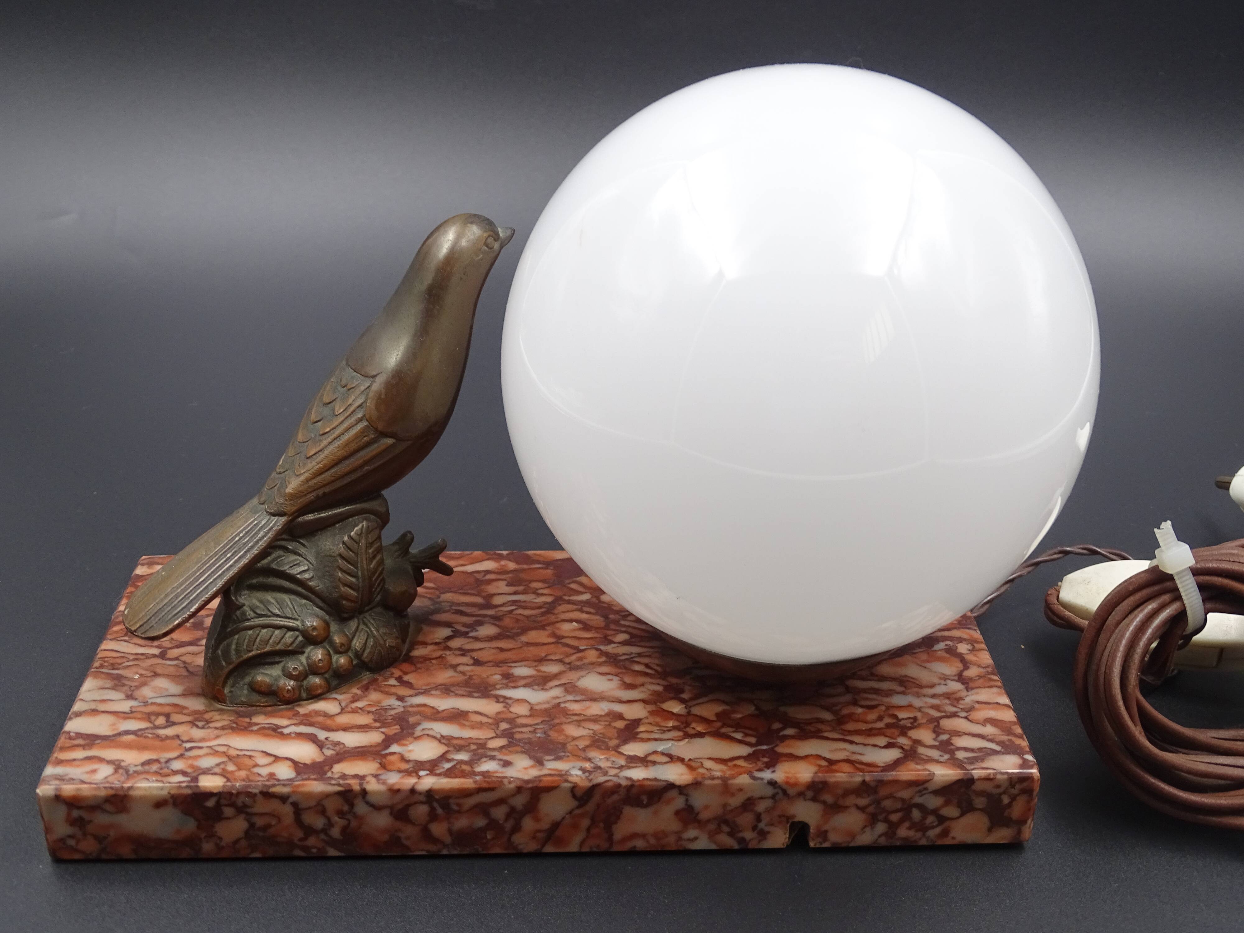 Table lamp "the little bird", marble base, circa 1950