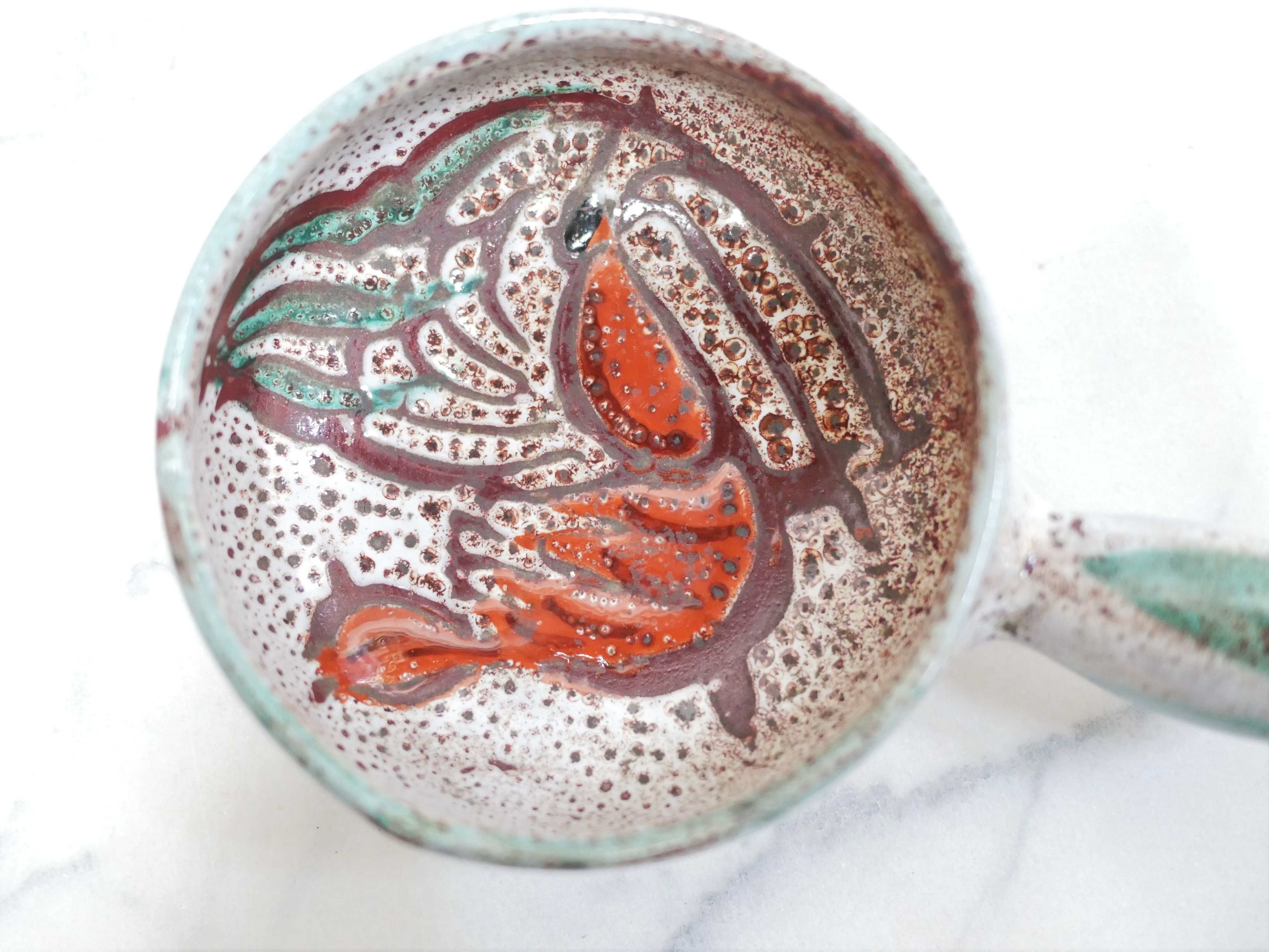 Caquelon vintage ceramic cup, Vallauris, France