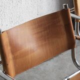 Set of 4 tubular dining chairs in Bauhaus style, in the manner of Marcel Breuer, 1970s