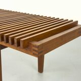 Mid Century Teak Flower Bench, 1960s