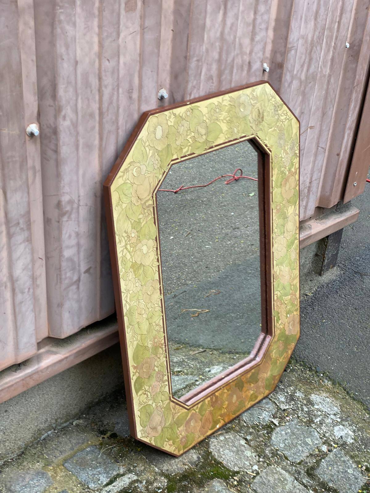 Vintage octagonal mirror from the 80s, 70x50cm.