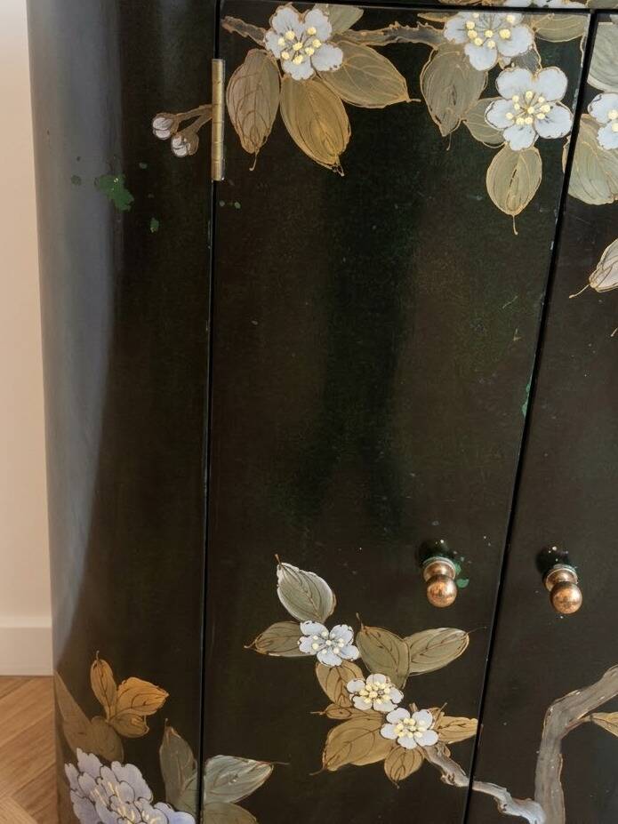 Black and gold lacquered Chinese storage furniture