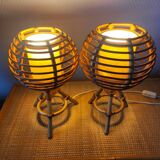 Pair of rattan ball lamps 60-70