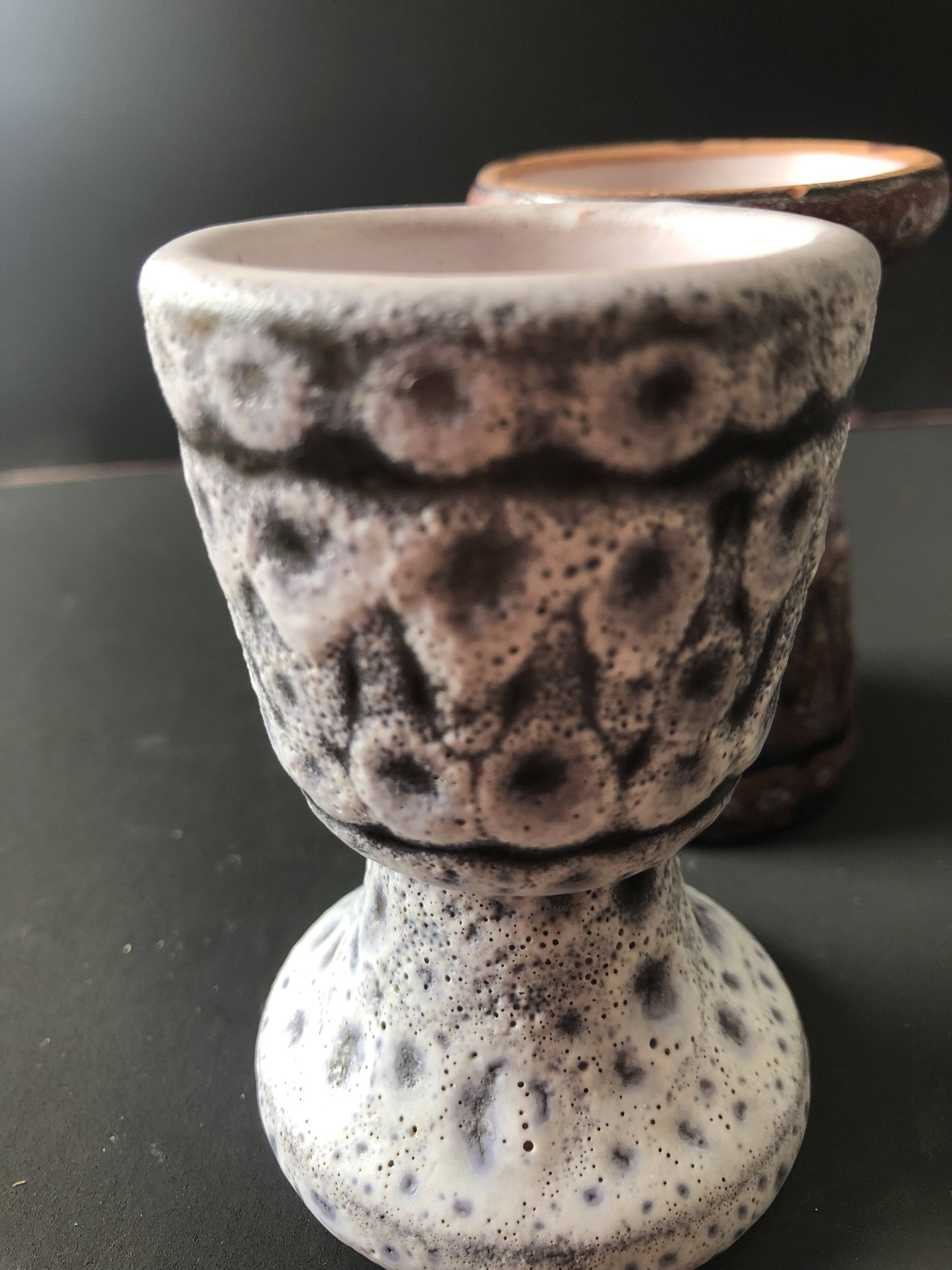 Pair of ceramic egg cups by Jean Austruy