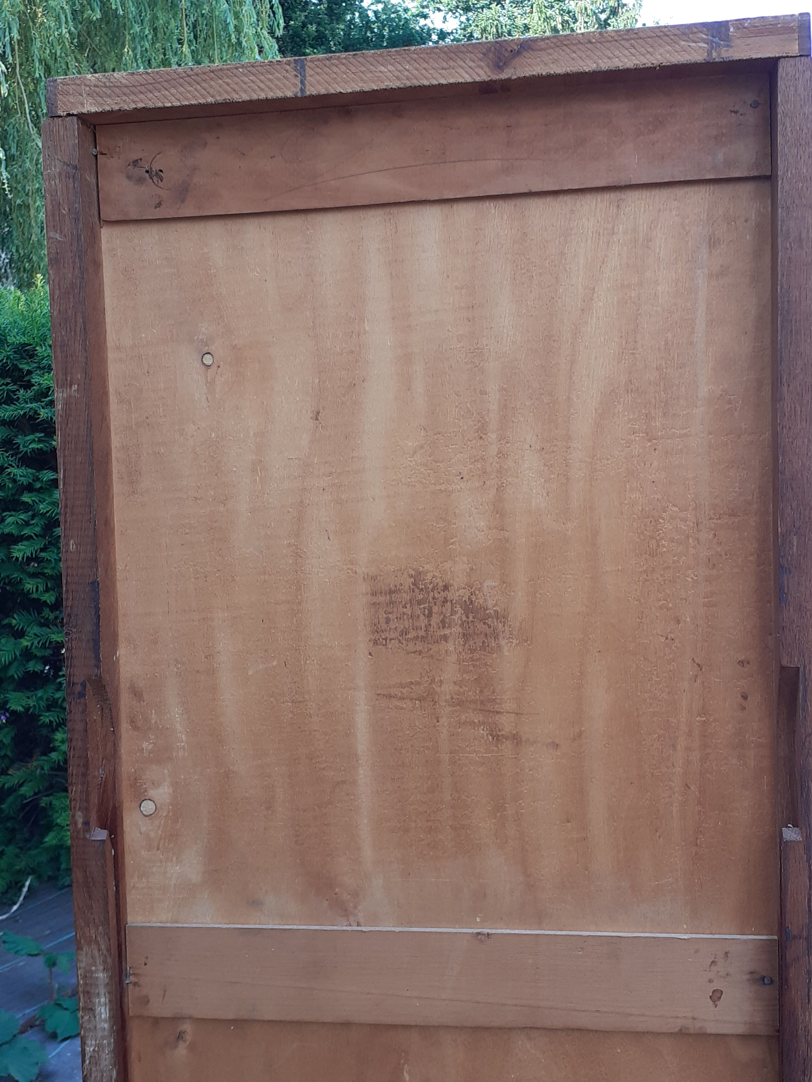 Storage cabinet locker with old wooden curtain